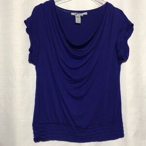 White House Black Market Cowl-Neck Short Sleeve Top - Blue